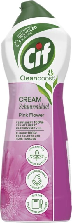 Cif CleanBoost Cream Pink Schuurmiddel - 8 X 750 Ml - Voordeelverpakking -Winkel Voor Schoonmaakartikelen 390x1200