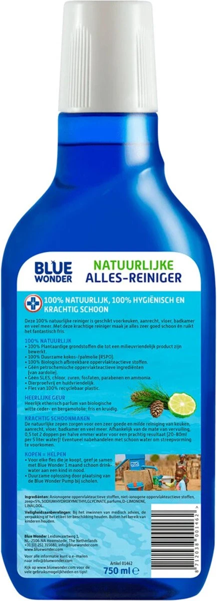 Blue Wonder 100% Natuurlijke Allesreiniger Witte Ceder Grootverpakking - 6x 750 Ml Fles Met Dop (4,5 Liter) 2 Blue Wonder 100% Natuurlijke Allesreiniger Witte Ceder Grootverpakking - 6x 750 Ml Fles Met Dop (4,5 Liter) - Image 2