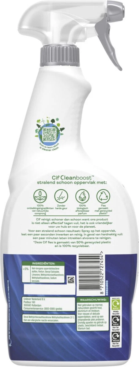 Cif CleanBoost Power & Shine Badkamer Spray - 6 X 750 Ml - Voordeelverpakking 9 Cif CleanBoost Power & Shine Badkamer Spray - 6 X 750 Ml - Voordeelverpakking - Image 9
