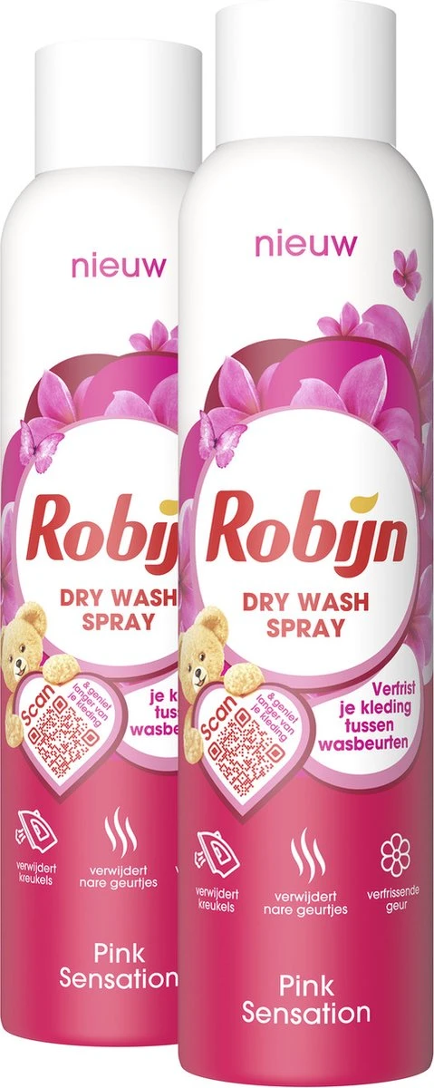 Robijn Pink Sensation Dry Wash Spray - 2 X 200 Ml - Voordeelverpakking 2 Robijn Pink Sensation Dry Wash Spray - 2 X 200 Ml - Voordeelverpakking - Image 2