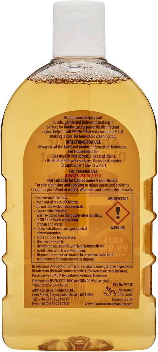 Dr Johnsons Ontsmettingsmiddel - 6 X 500ml Voordeelverpakking - Dettol Antiseptic Alternatief 2 Dr Johnsons Ontsmettingsmiddel - 6 X 500ml Voordeelverpakking - Dettol Antiseptic Alternatief - Image 2
