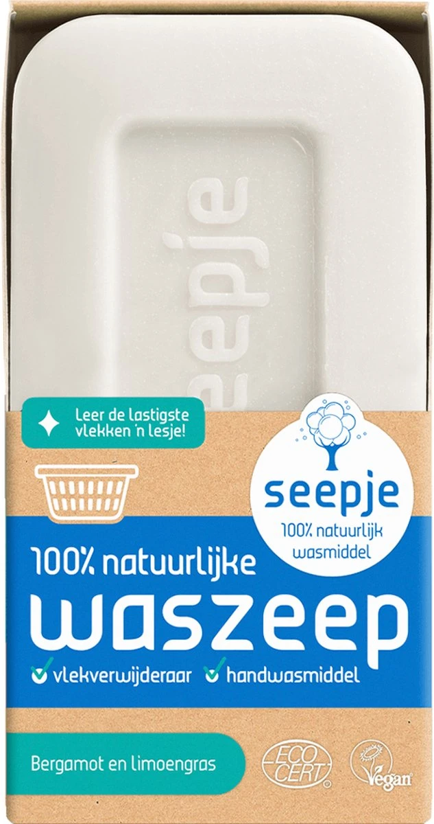 Seepje - Vast Wasmiddel - Waszeep/Vlekverwijderaar - Bergamot En Limoengras 1 Seepje - Vast Wasmiddel - Waszeep/Vlekverwijderaar - Bergamot En Limoengras