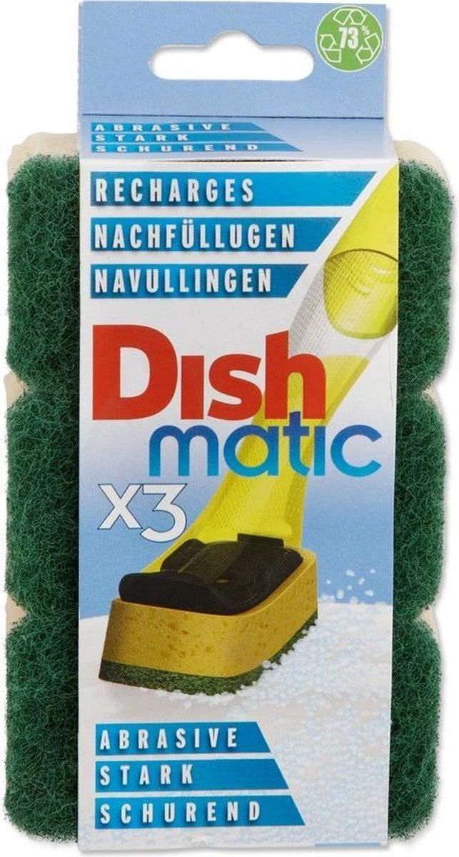 Dishmatic Schuursponsjes Navulling | 3 Stuks | Voor Afwasborstel Met Zeep Dispenser 2 Dishmatic Schuursponsjes Navulling | 3 Stuks | Voor Afwasborstel Met Zeep Dispenser - Image 2