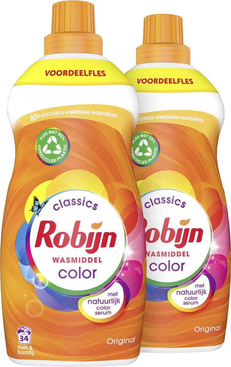 Robijn Klein & Krachtig Classics Color Vloeibaar Wasmiddel - 2 X 34 Wasbeurten - Voordeelverpakking 2 Robijn Klein & Krachtig Classics Color Vloeibaar Wasmiddel - 2 X 34 Wasbeurten - Voordeelverpakking - Image 2