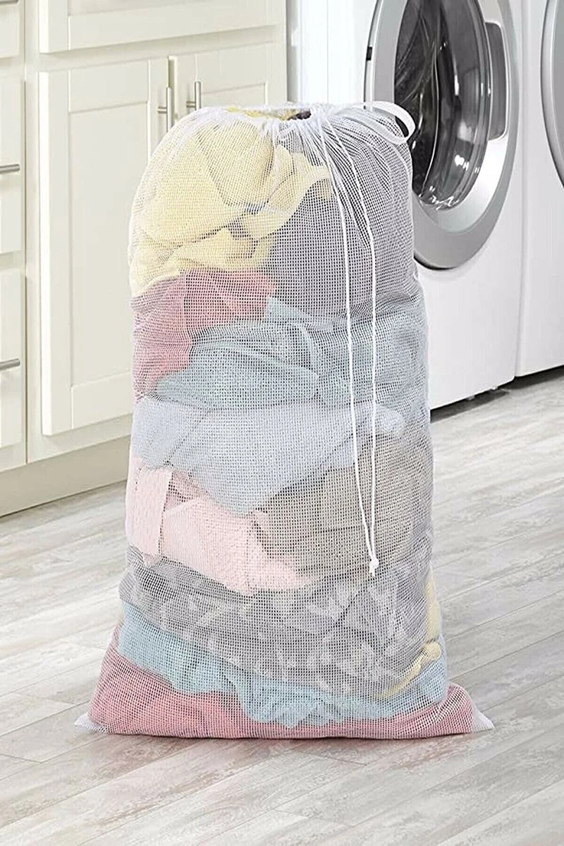 Wasnet Waszak - Groot - XL - 60 X 80 CM - Wit - Treksysteem - Trekbandsluiting - Polyester - Laundry Bag 2 Wasnet Waszak - Groot - XL - 60 X 80 CM - Wit - Treksysteem - Trekbandsluiting - Polyester - Laundry Bag - Image 2