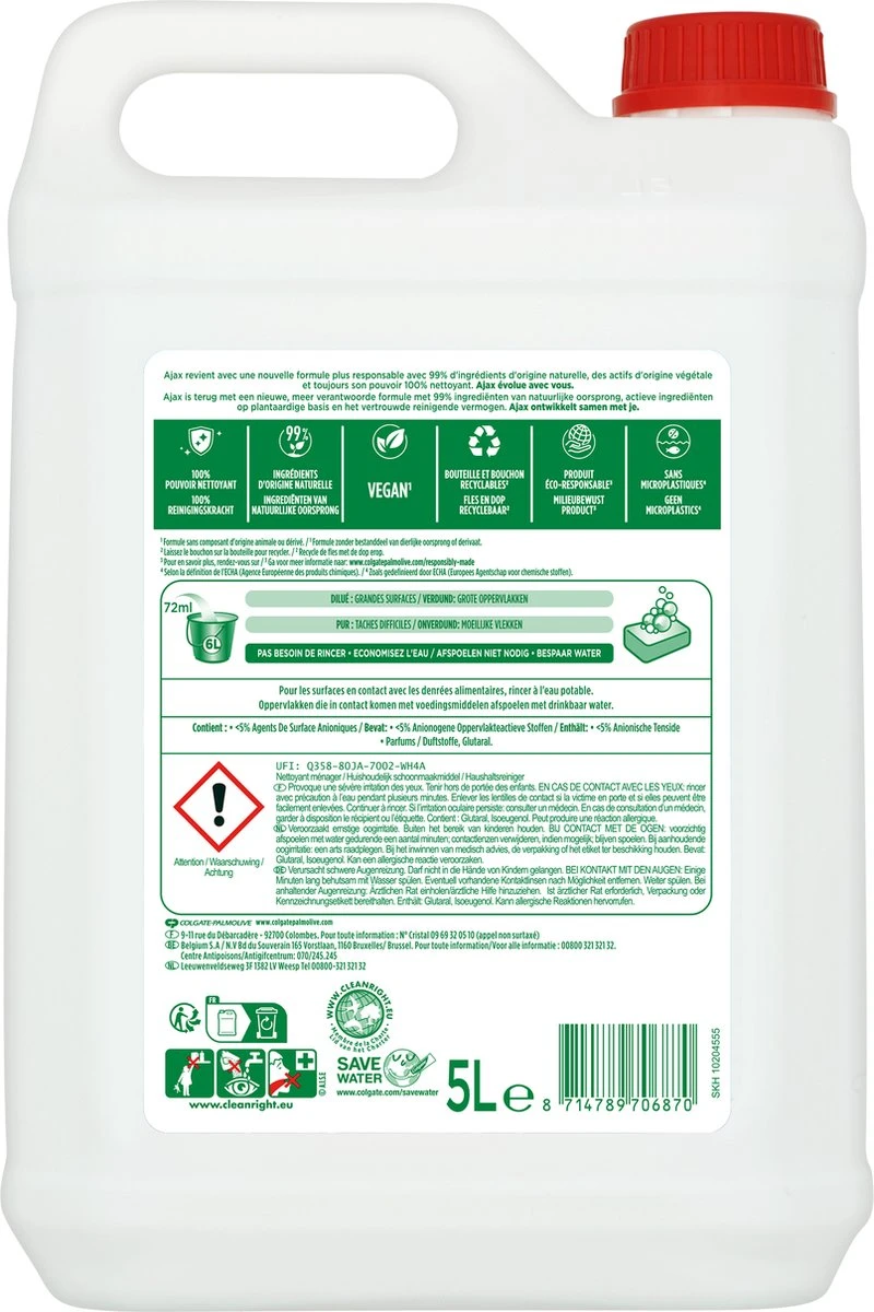 Ajax® Ajax Allesreiniger Fris 2 X 5L - Voordeelverpakking 3 Ajax® Ajax Allesreiniger Fris 2 X 5L - Voordeelverpakking - Image 3