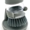 In Round Afwasborstel Met Zeepdispenser / Zeepreservoir – Inclusief Houder – Grijs – Afwas Borstel – Zeep Handborstel – Doseerpomp – Afwasmiddel Dispenser – Navulbaar