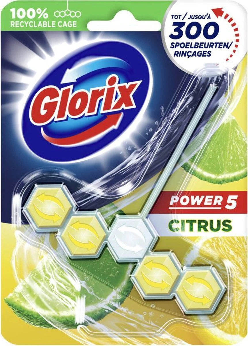 Glorix Power 5 Toiletblokken - Citroen - 9 Stuks - Voordeelverpakking 9 Glorix Power 5 Toiletblokken - Citroen - 9 Stuks - Voordeelverpakking - Image 9
