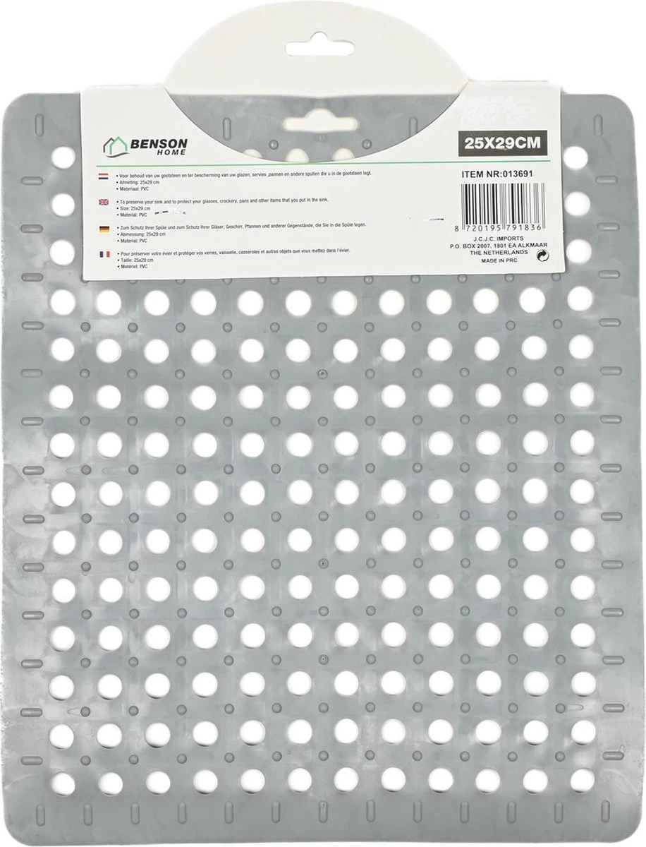 Merkloos Gootsteenmat PVC Vierkant Grijs 28 Cm 3 Merkloos Gootsteenmat PVC Vierkant Grijs 28 Cm - Image 3