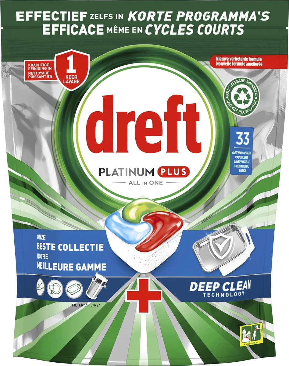Dreft Platinum Plus All In One Deep Clean - Vaatwastabletten - Voordeelverpakking 4 X 33 Stuks 5 Dreft Platinum Plus All In One Deep Clean - Vaatwastabletten - Voordeelverpakking 4 X 33 Stuks - Image 5