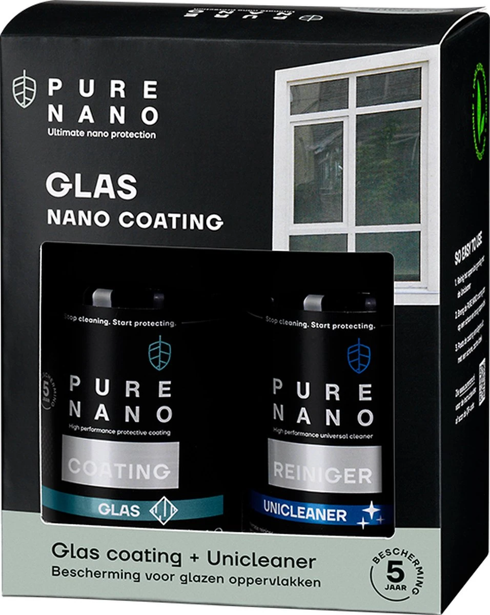PURE NANO Glas - Nano Coating Voor 5 Jaar Heldere Ramen Met Minder Schoonmaakwerk - 250 Ml 6 PURE NANO Glas - Nano Coating Voor 5 Jaar Heldere Ramen Met Minder Schoonmaakwerk - 250 Ml - Image 6