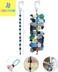 Sokhero - Sokken Cadeau Organizer - Waszak Waslijn Kleding - Wasmand Wasnet Huishouden - Wasmachine Sokken Opbergsysteem - Wasknijpers Wasbol Wasnet - Sokken En Lingerie Houder (voor 10 Sokken)