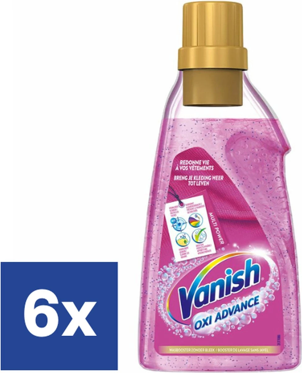 Vanish Oxi Advance Multicolor Power Gel - Voor Gekleurde En Witte Was - 750 ML X6 1 Vanish Oxi Advance Multicolor Power Gel - Voor Gekleurde En Witte Was - 750 ML X6