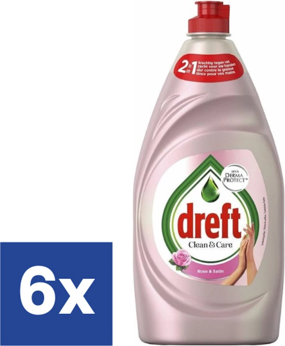 Dreft Clean & Care Afwasmiddel - Rose & Satin - 6 X 383 Ml 1 Dreft Clean & Care Afwasmiddel - Rose & Satin - 6 X 383 Ml